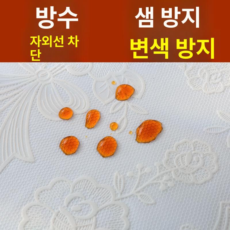 원탁테이블보 레이스 협탁보 화이트로즈 원형 PVC방수 차이나 매듭 베이지화이트 방수 방염 지름 100cm 원형 - 상세 이미지 3