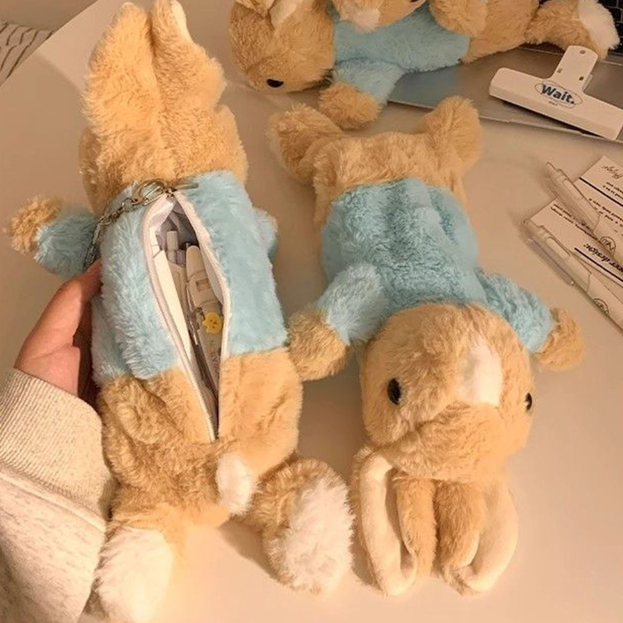 토깽이 토끼 인형 앞 지퍼 펜 파우치 필통 봉제인형 화장품 필기구 수납 생리대 - 상세 이미지 5