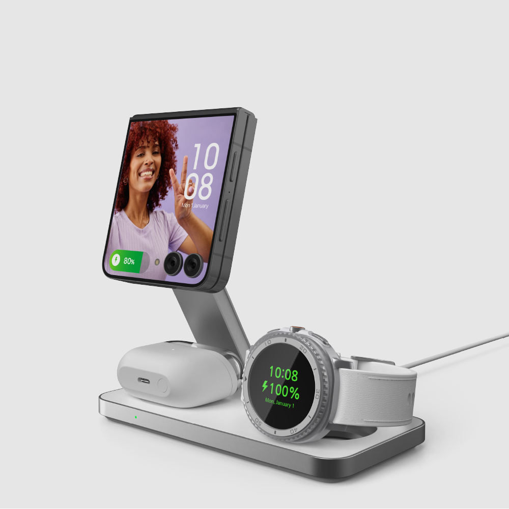 파우트 갤럭시워치8 S26 Z플립 3in1 맥세이프 무선충전기 HANDS7 갤럭시, 화이트 제품 이미지