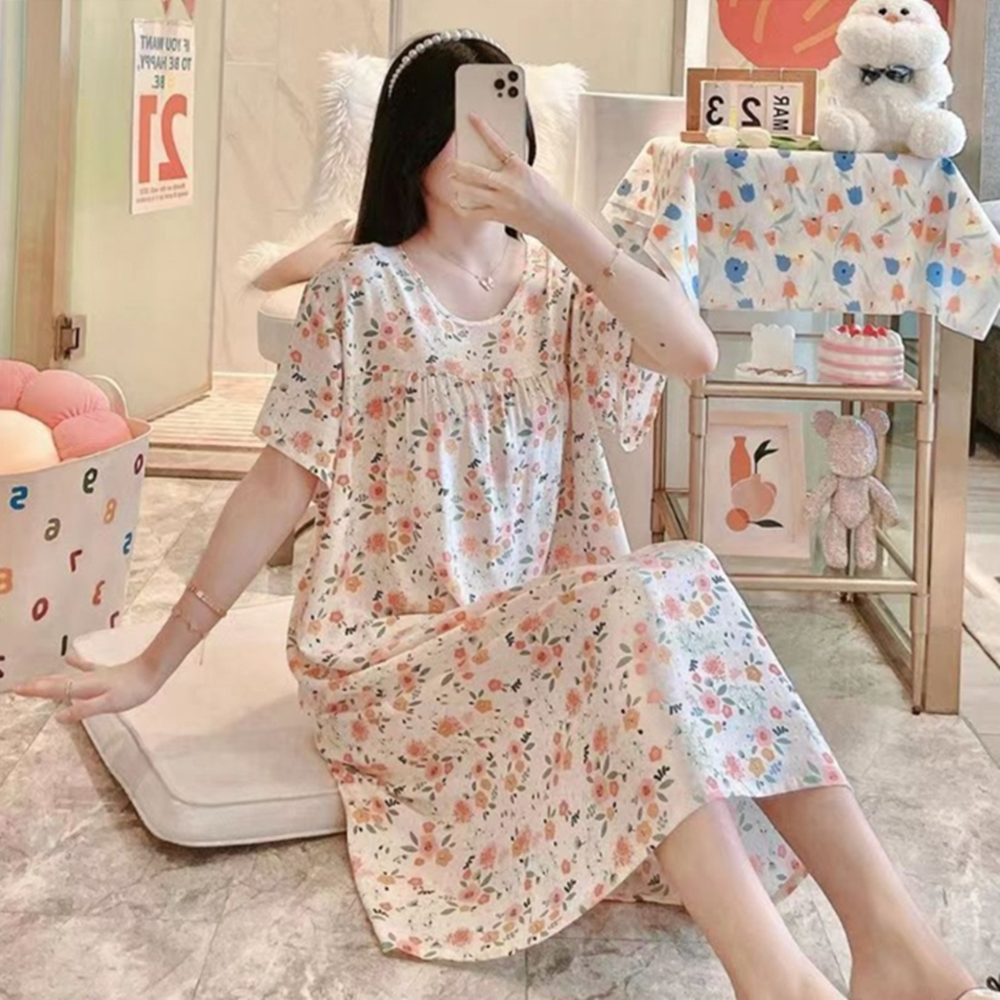 봄 여름 가을 잠옷 원피스 여자 잠옷 홈웨어 잠옷 사계절 - 상품 이미지