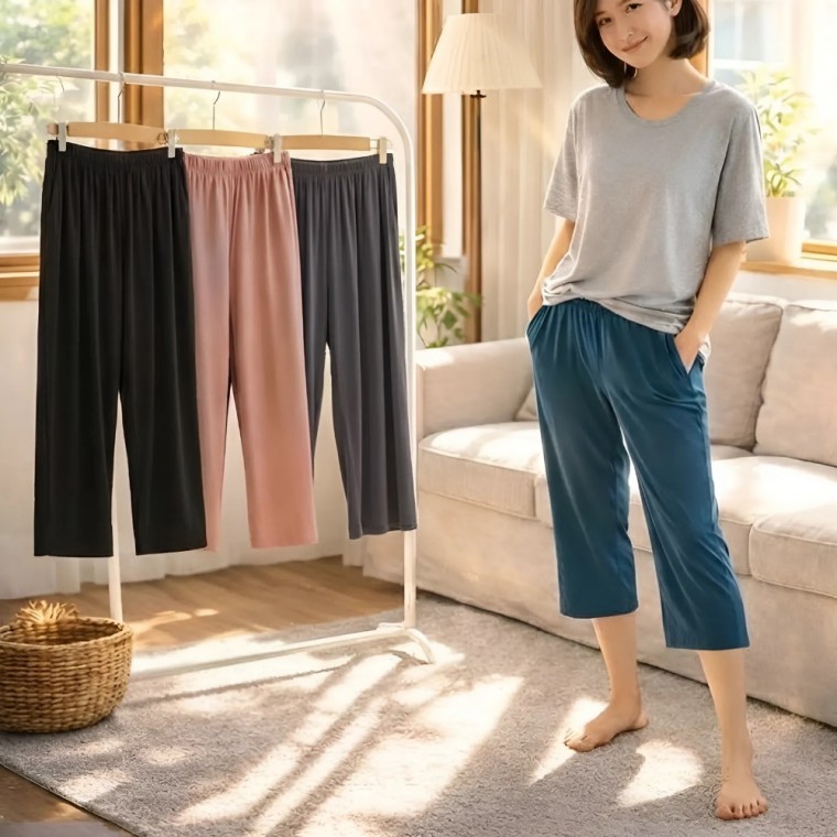 보들보들 모달 7부 반바지 잠옷 홈웨어 허리편한 밴딩 파자마 데일리 팬츠 - 상품 이미지