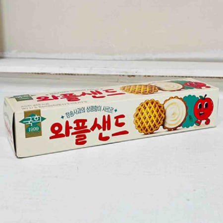 더굿샵협력사 꾸몰 와플샌드 87g 사과맛쿠키 개별포장과자 사무실쿠키