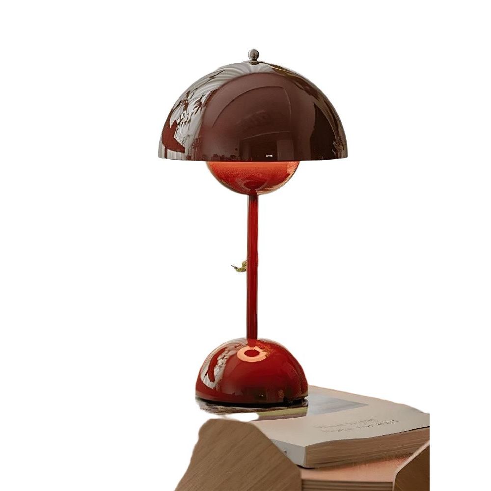 무선 충전식 플라워 테이블 조명 북유럽 감성 무드등 충전식 버건디 16x30cm 터치 스위치 USB - 상품 이미지