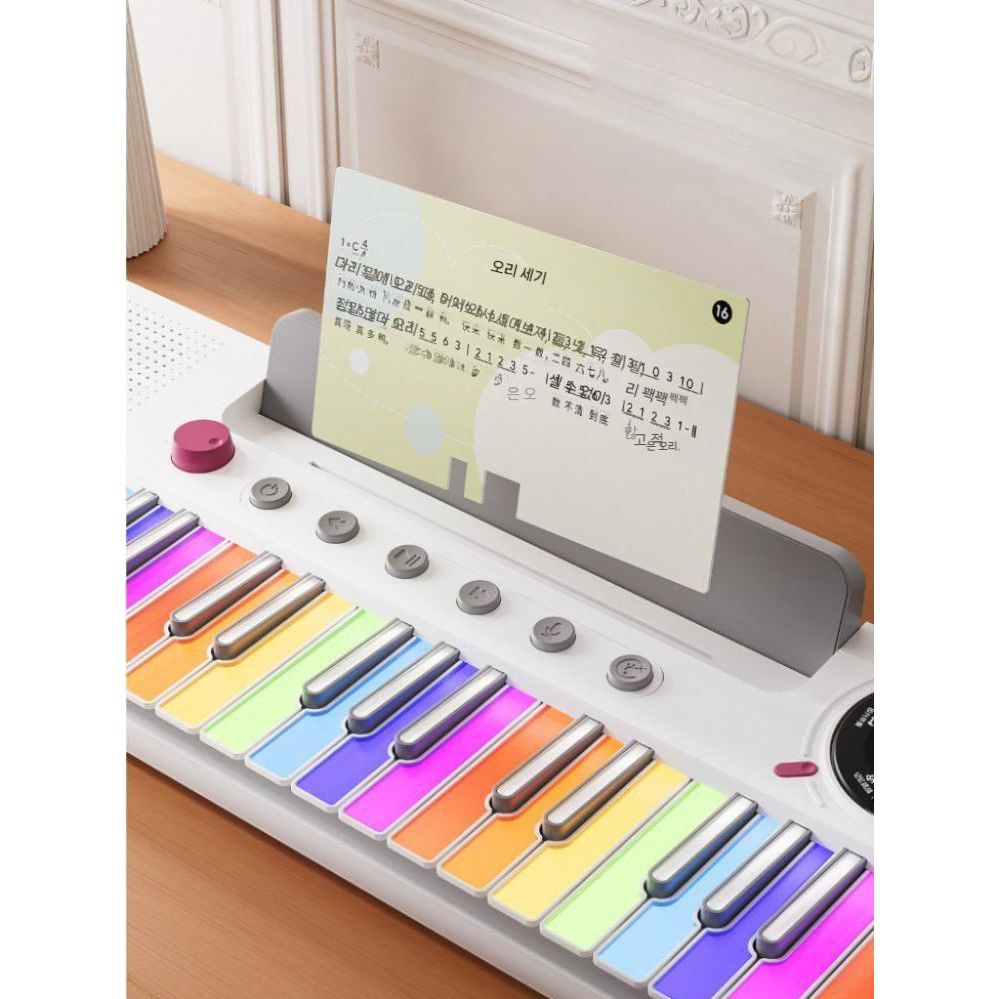레인보우 전자 피아노 입문 악기 무선 키보드 저소음 조기 교육 생일 선물 - 상품 이미지
