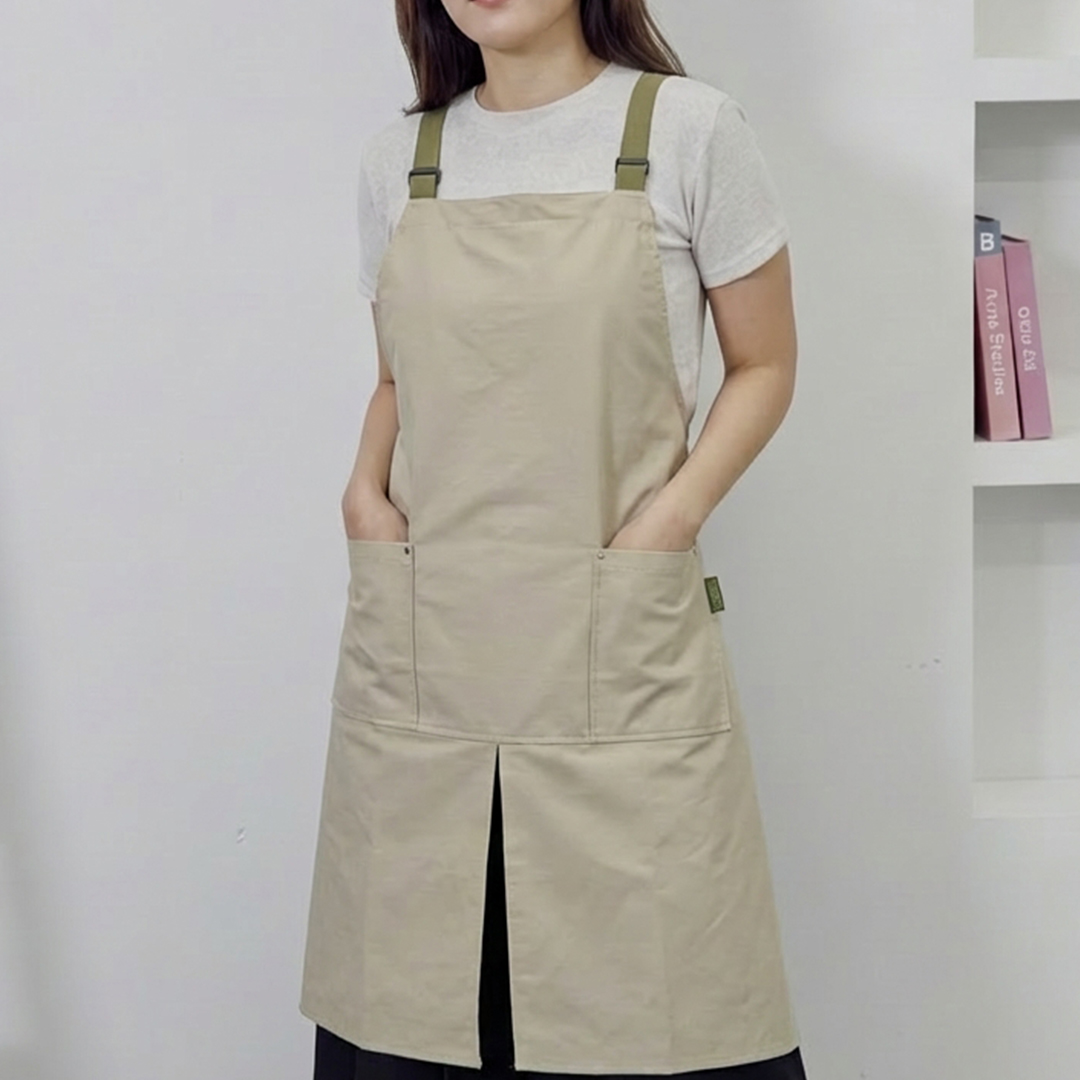 워크핏 2중 방수 앞치마 앞트임 카페 미용 공방 식당 주방 에이프런 작업용 남자 네일