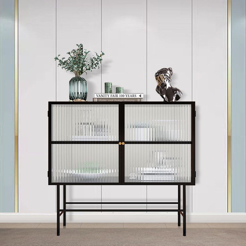 모던 수납장 모루유리 서랍장 미니멀 거실 진열장 심플한 80x34x90 블랙 - 상세 이미지 3