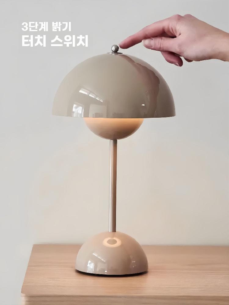 무선 충전식 플라워 테이블 조명 북유럽 감성 무드등 충전식 버건디 16x30cm 터치 스위치 USB - 상세 이미지 2