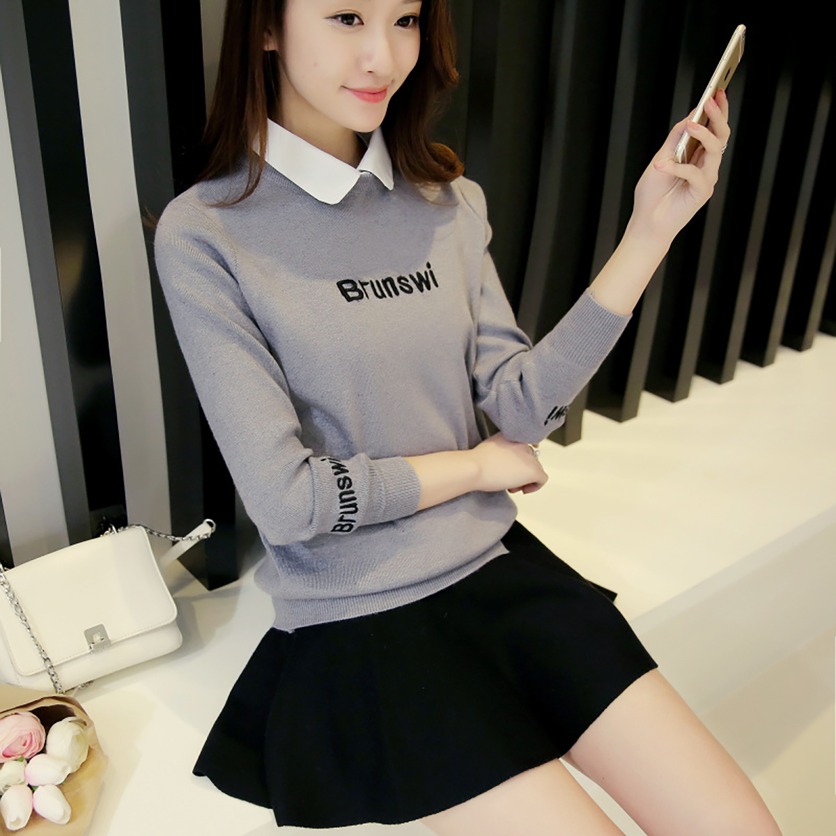 셔츠 넥 카라 레이어드 페이크 케이프 2type DD-11793 - 상세 이미지 3