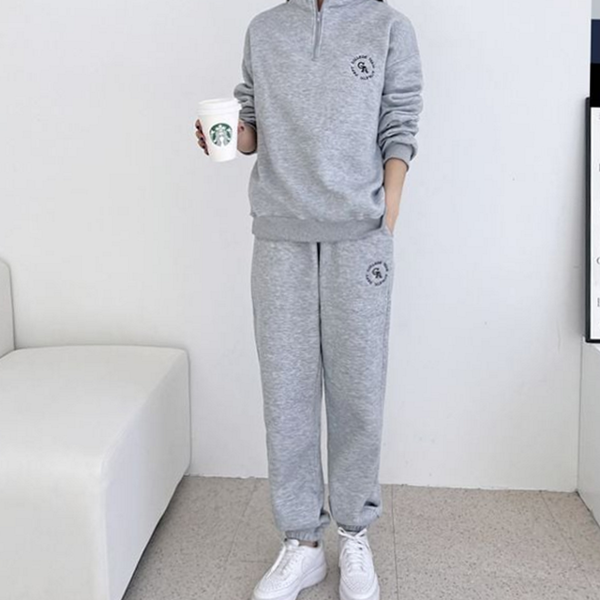 겨울 조거 상하복 기모 데일리룩 여성 반집업 트레이닝 - 상품 이미지