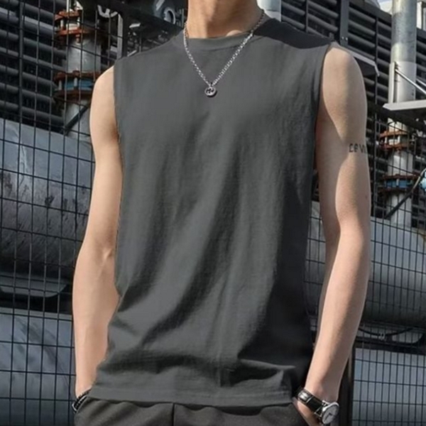 라운드 남성 데일리 캐주얼 나시 티셔츠 민소매 여름 - 상품 이미지