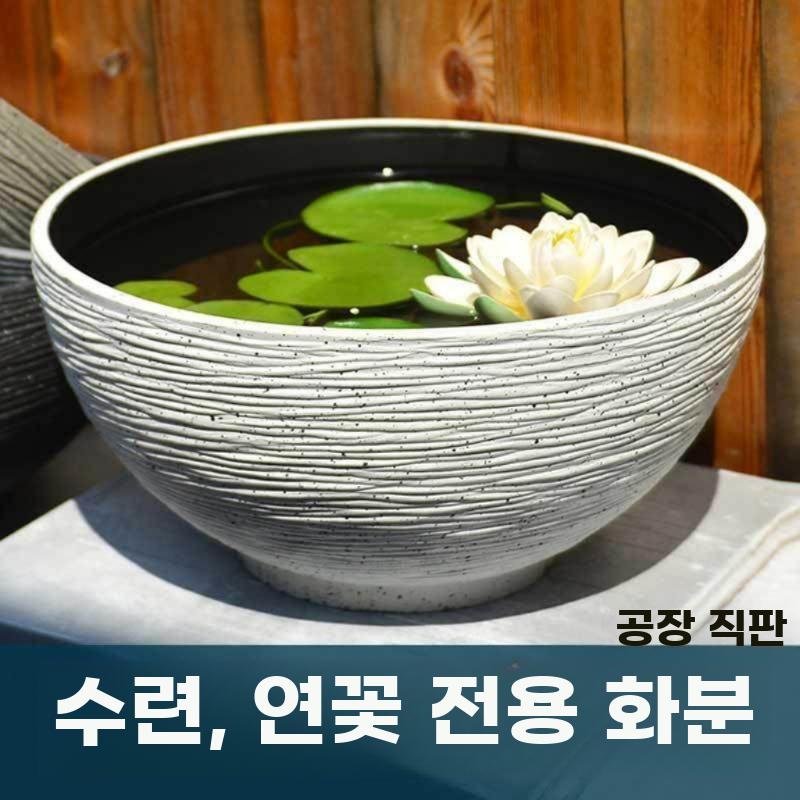 수경재배 화분 수련 연꽃 대형 항아리 부레옥잠 수조 어항 블랙 S(외경 35x높이 18 cm) - 상세 이미지 2