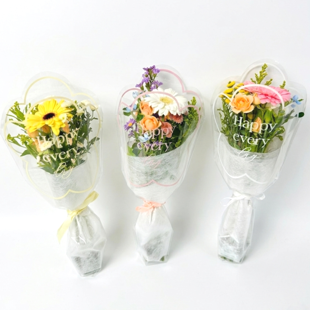 투명쇼핑백+ 몽글몽글 꽃다발 Set - 상품 이미지