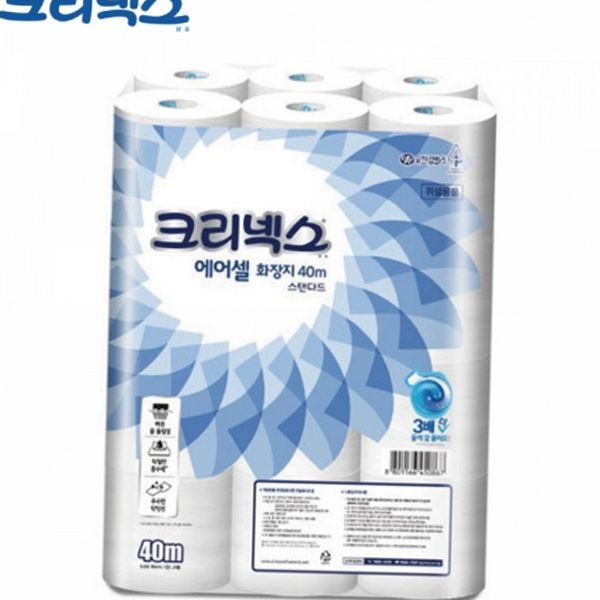 막힘 40m 물 녹는 무형광 두루마리화장지 펄프 에어셀 - 상품 이미지