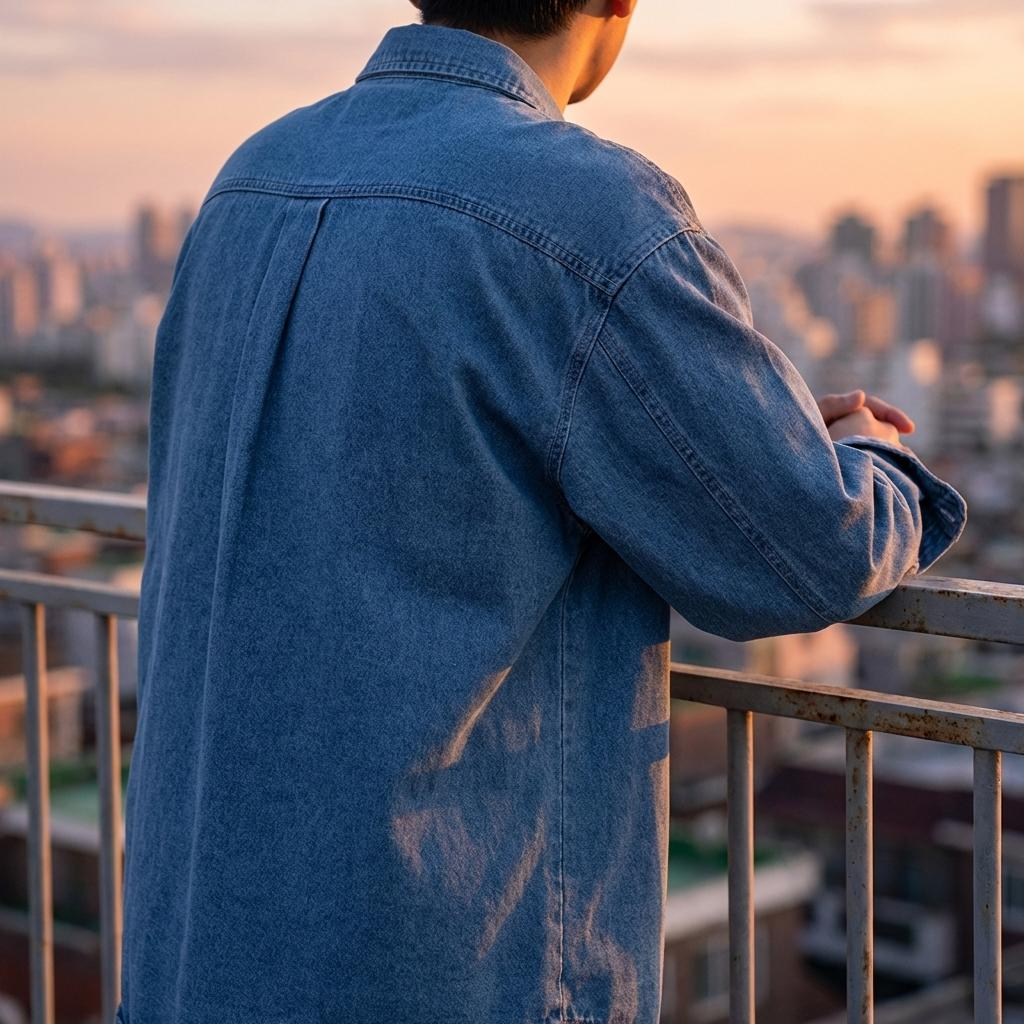 남성 데님셔츠 봄 간절기 캐주얼 남방 대학생 청남방 직장인 청셔츠 이미지 7