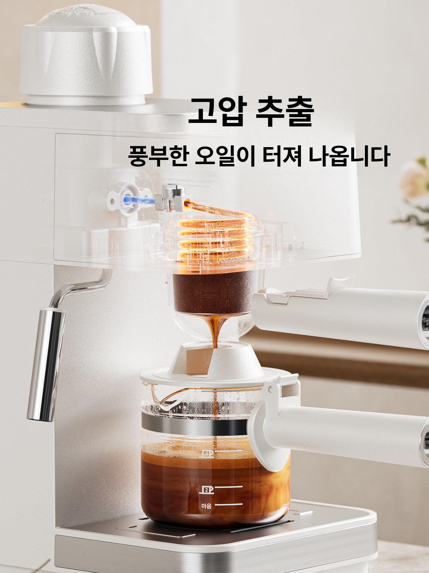 가정용 반자동 에스프레소 고압추출 우유스팀기 라떼 홈카페 커피머신 - 상세 이미지 2