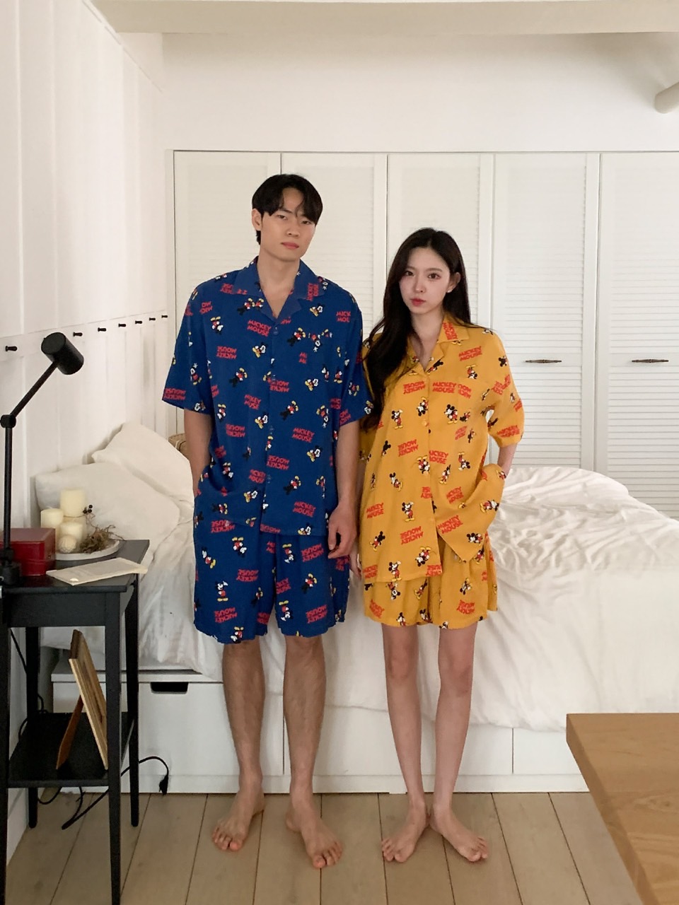 디즈니 시그니처반팔잠옷세트 남자 여자 반바지 여름 파자마 홈웨어 선물 커플 - 상세 이미지 5