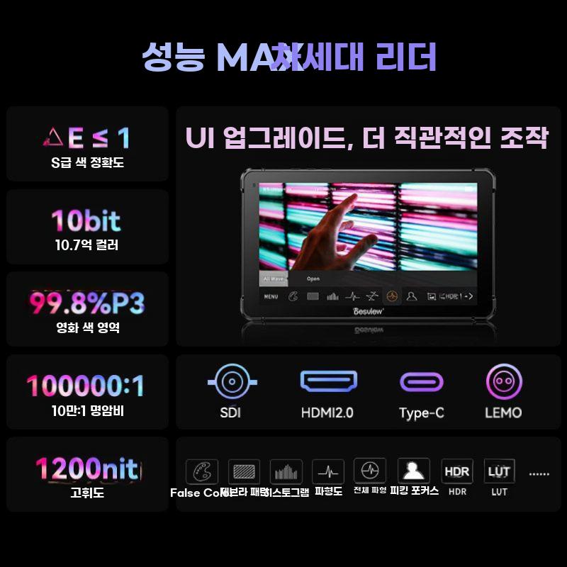 7인치 OLED 촬영용 모니터 SDI HDMI 4K60 OL7 기본 F970 배터리 - 상세 이미지 2