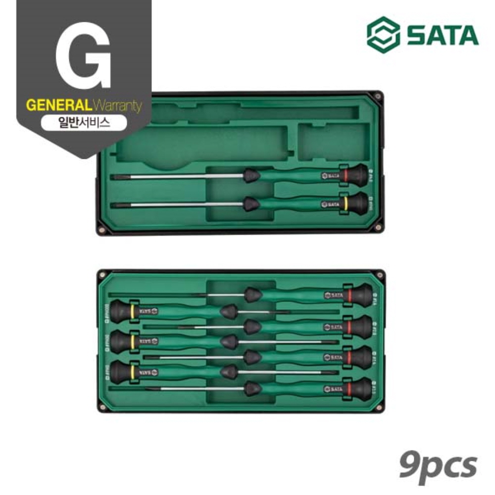 사타 SATA 정밀 일자 및 십자 드라이버 세트 9PCS 09316 시계 도라이바 - 상세 이미지 2
