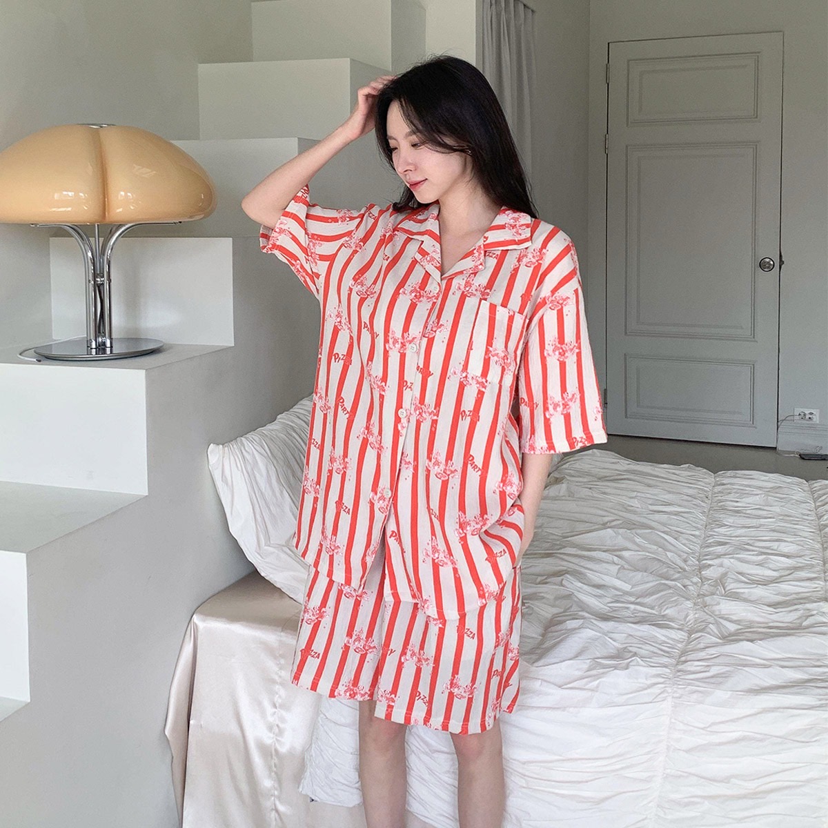 디즈니 파티미니반팔잠옷세트 여자 반바지 여름 파자마 홈웨어 선물 커플 - 상세 이미지 3