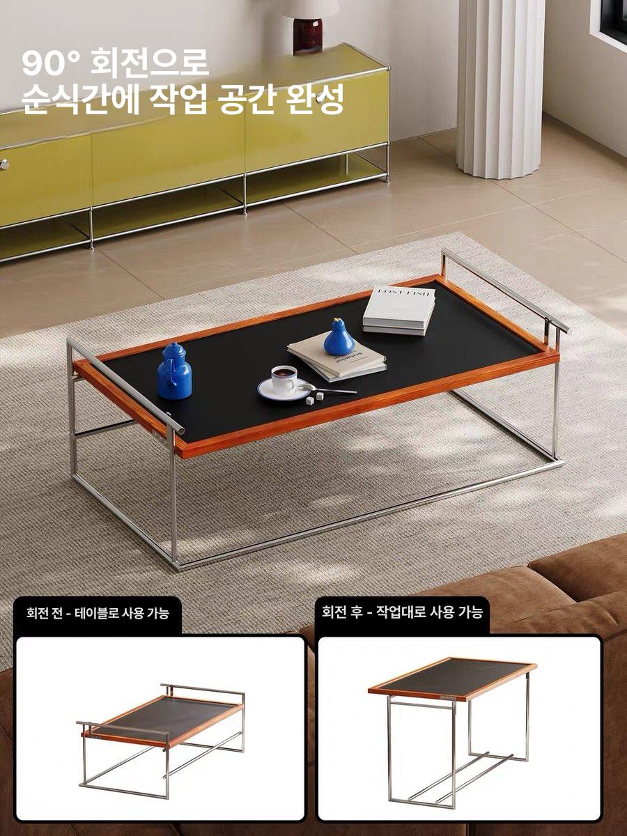 모던 심플 블랙 미드센츄리 커피 테이블 좌식 사각 업그레이드 블랙 - 상세 이미지 3