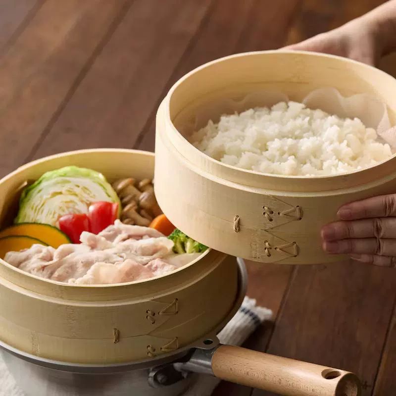 대나무 바구니 실내 인테리어 용기 원형 식물 카페 미니 소형 찜기 18cm x 8cm - 상세 이미지 5