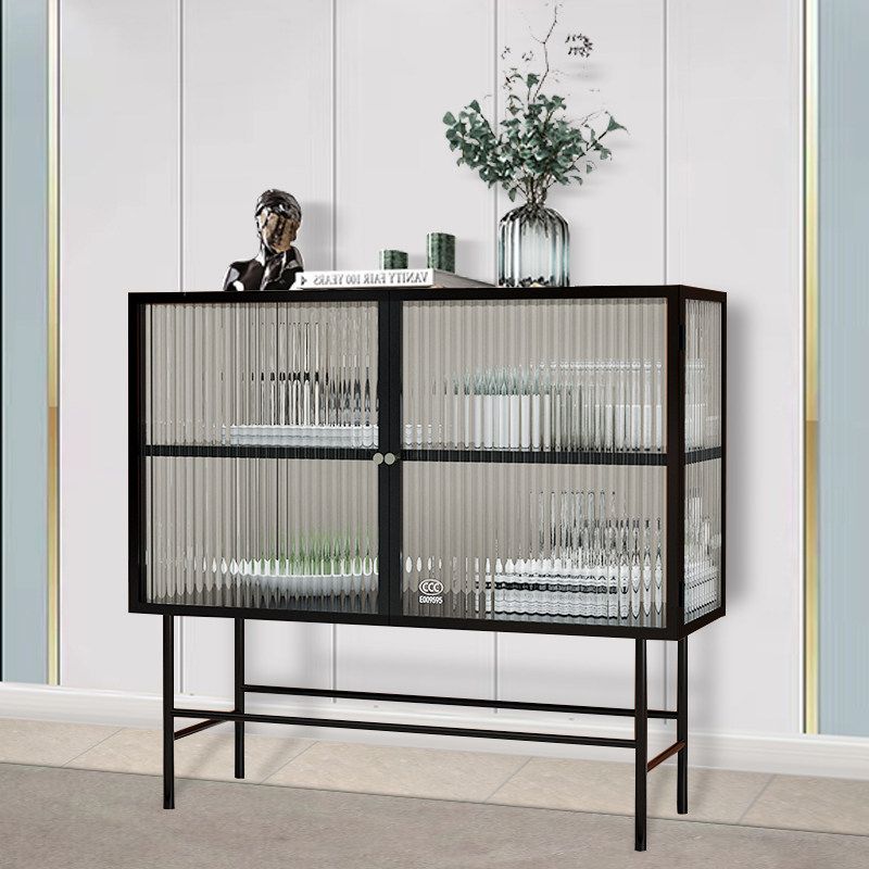 모던 수납장 모루유리 서랍장 미니멀 거실 진열장 심플한 80x34x90 블랙 - 상세 이미지 4