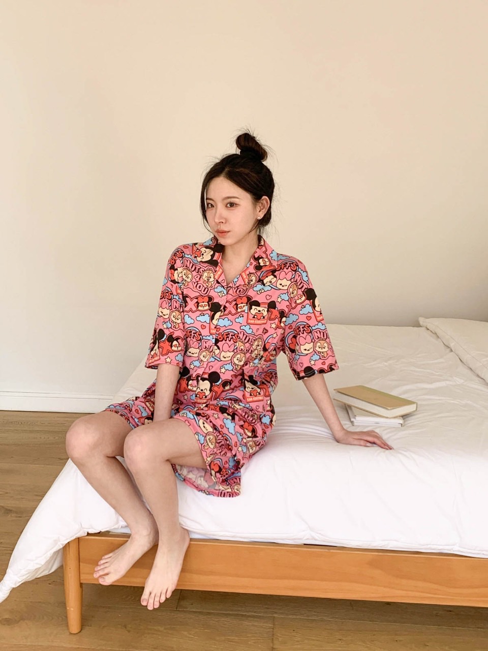 디즈니 xo미키미니반팔잠옷세트 남자 여자 긴팔 긴바지 파자마 홈웨어 선물 커플 이미지 6