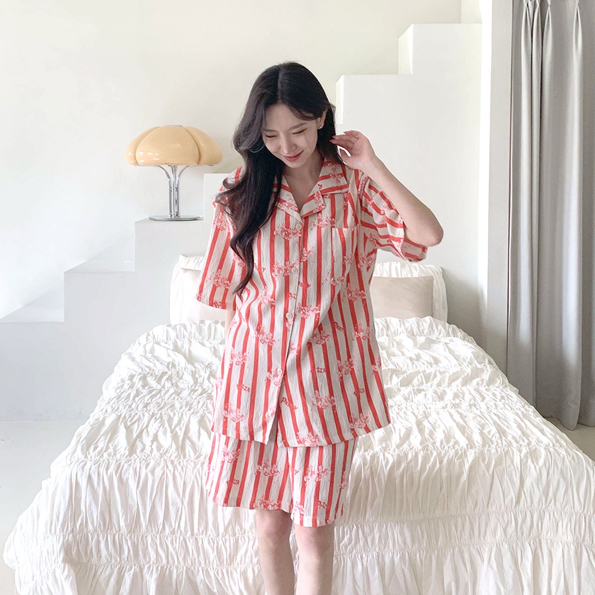 디즈니 파티미니반팔잠옷세트 여자 반바지 여름 파자마 홈웨어 선물 커플 - 상품 이미지