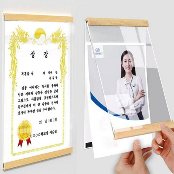 투명 자격증 보관 벽걸이 상장 a4 우드 액자 - 상품 이미지