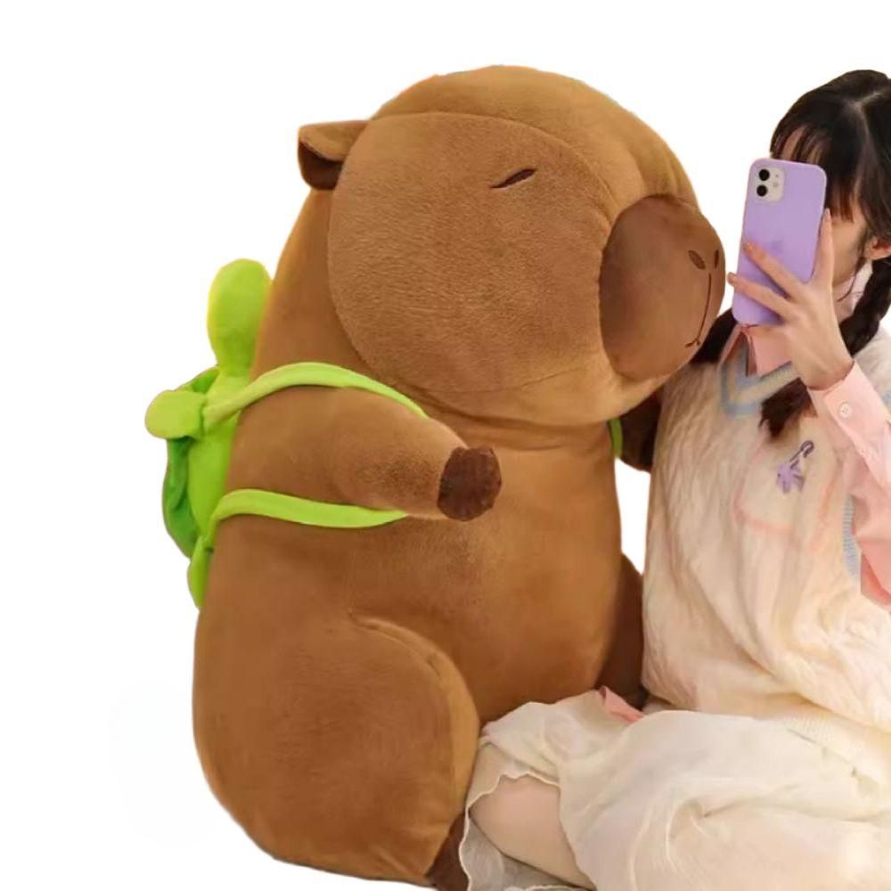 대형 카피바라인형 초대형 카피바라 동물인형 귀여운 선물 25cm 거북이 배낭 - 상품 이미지
