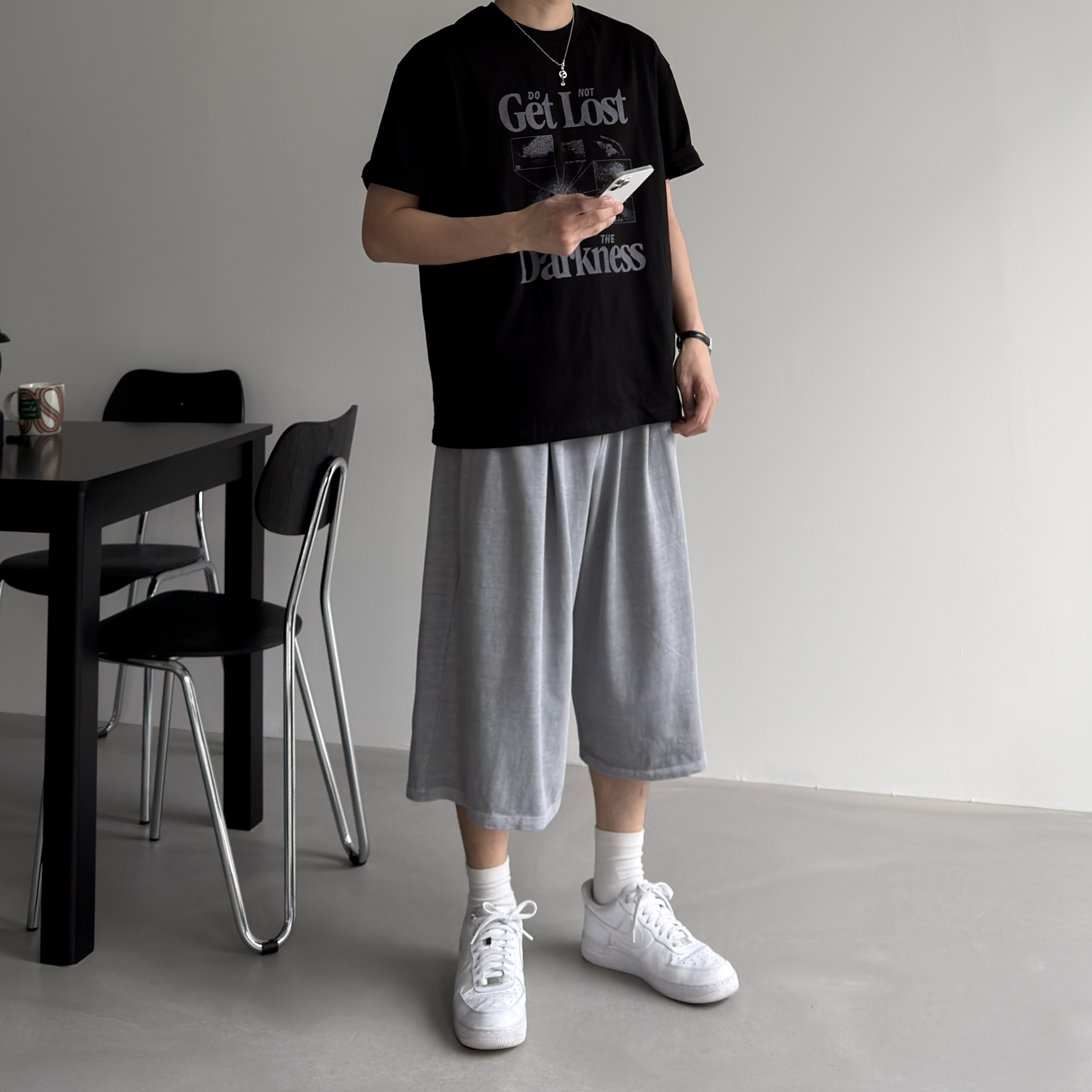 피그먼트바지 남자와이드반바지 남자7부바지 이미지 7