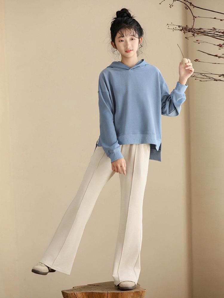 밍크 기모 와이드 팬츠 미니 부츠컷 겨울용 캐주얼 검은 바지 봄과 가을 150cm - 상세 이미지 3