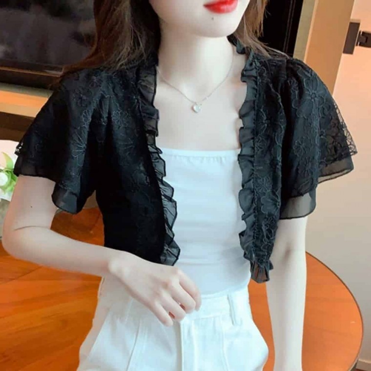 지니몰 레이스 반팔가디건 레이스가디건 여름볼레로 - 상품 이미지
