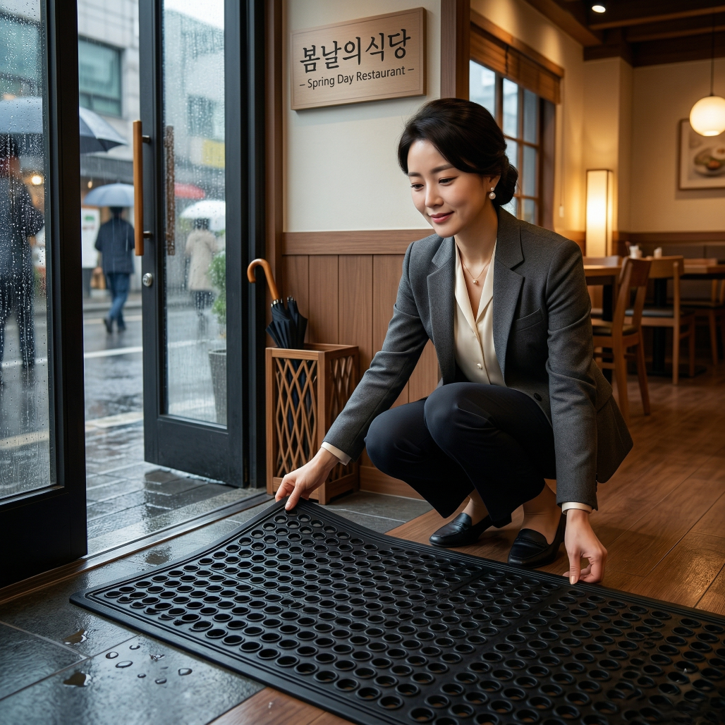 미끄럼방지 논슬립 고무매트 카페 식당 주방 바닥 뚫린 구멍 배수 작업장 안전 발매트 - 상세 이미지 3
