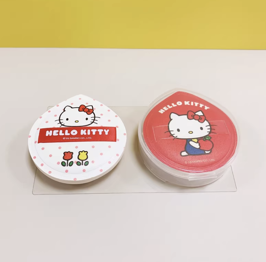 헬로키티 쫀득 모찌퍼프 1+1 케이스세트 쿠션퍼프 2개입, 화이트레드, 1개 - 상세 이미지 2