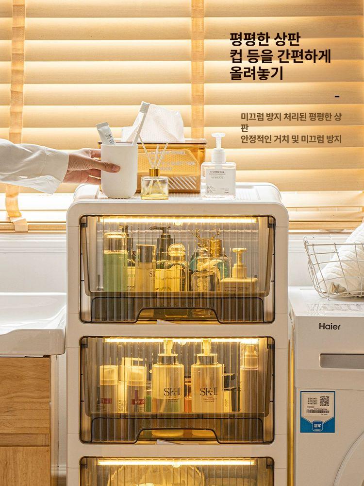 틈새 서랍형 대용량 수납 욕실 정리장 다용도 슬라이딩 30cm 4칸 높은1개낮은3개 - 상세 이미지 5