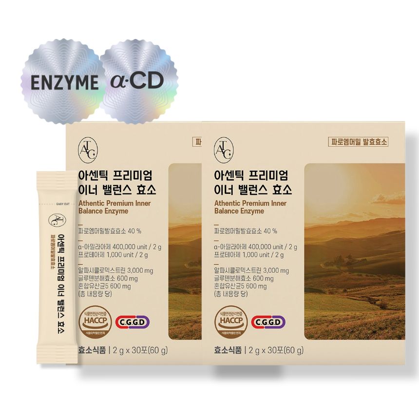 효소 + 알파CD 아센틱 프리미엄 이너 밸런스 효소 30포, 2개 - 상품 이미지