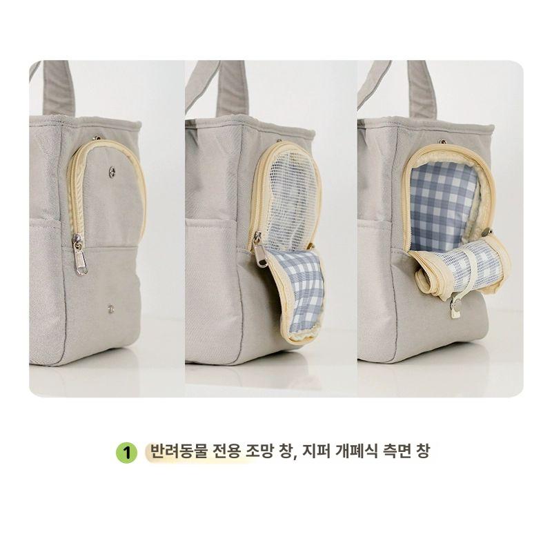 강아지프론트백 강아지아기띠 중형견캐리어 부드러운 퀼팅 패브릭 이동가방 외출용 애견 고양이 베이지 가방 베개 포함 S34x16x25cm(추천 3kg내) - 상세 이미지 2