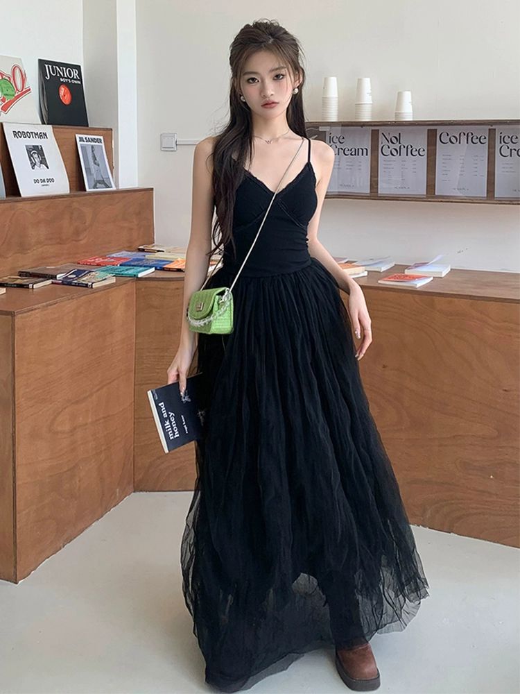 레이스 끈나시 트렌디 발레 뷔스티에 흰색 골지 레이어드 디자인 민소매 여성 끈 룩 - 상세 이미지 4