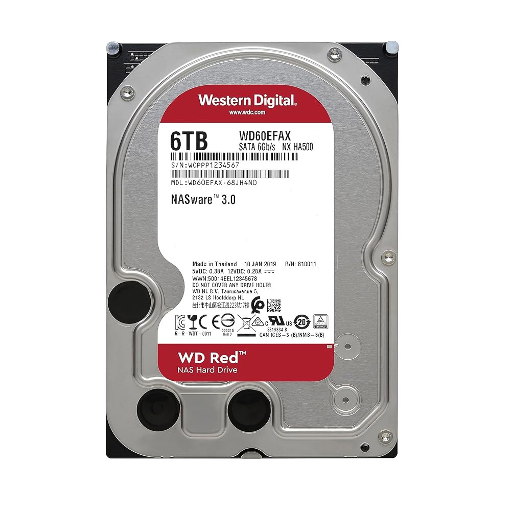 웨스턴 디지털 6TB WD 레드 NAS 내장 하드 드라이브 HDD - 5400RPM, SATA 6Gb/s, SMR, 256MB 캐시, 3.5인치 WD60EFAX - 상세 이미지 2