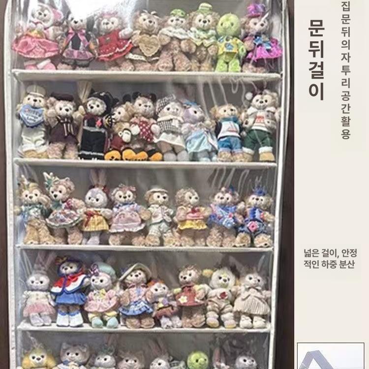 문걸이 진열 수납함 인형 진열장 다용도 파우치 투명 그레이 60 x 11 x 140 - 상세 이미지 4