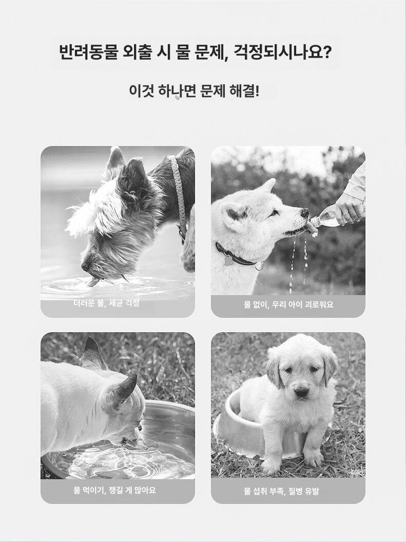 강아지산책물통 휴대용 물병 애견 텀블러 급수기 600ml 반려견 야외 산책컵 안전 PP 화이트소형-350ml - 상세 이미지 2