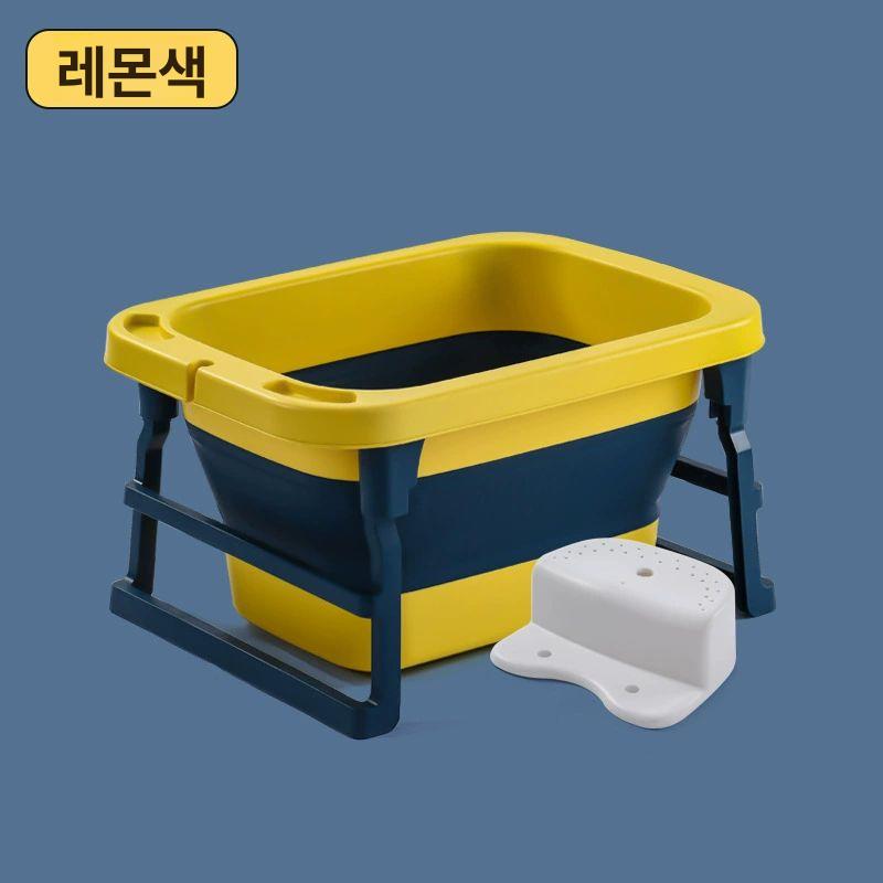 접이식 강아지 욕조 튼튼한 PP 실리콘 소재 견고한 스탠드 애견 스파 고양이 수영장 레몬옐로우 78x57x43cm - 상세 이미지 3