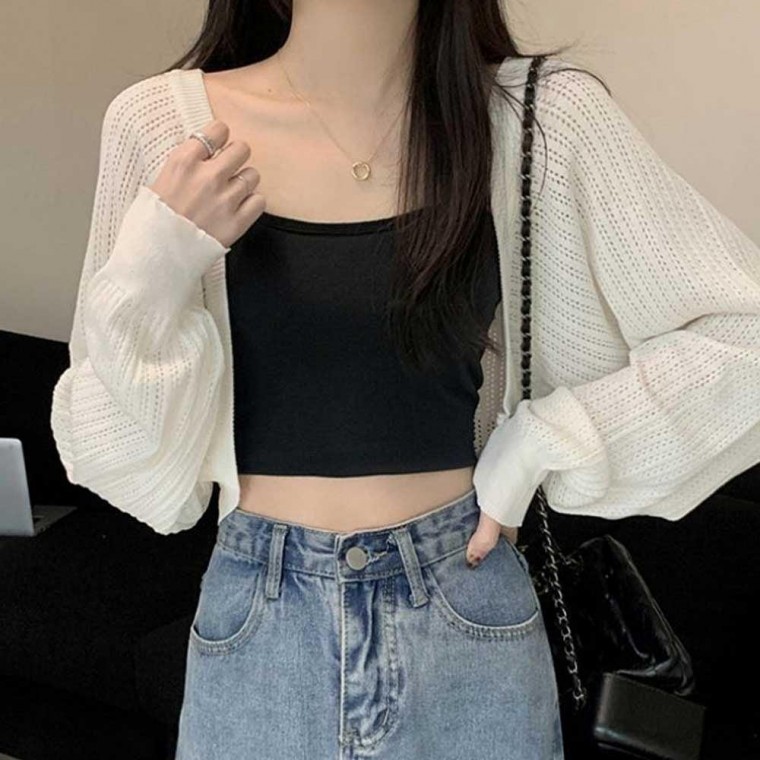 지니몰 여자 대학생 여름 엠티 코디 썸머 얇은 볼레로 가디건 - 상품 이미지