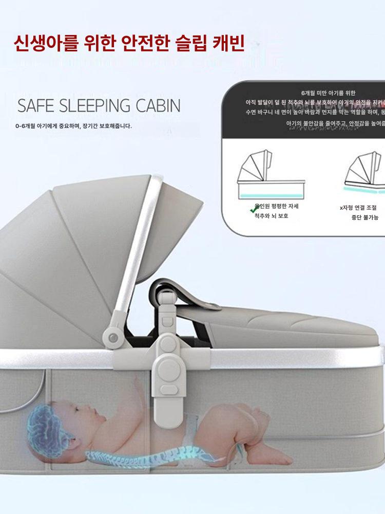 애견유모차 강아지 폴딩 휴대용 카트 신생견 아늑한 양대면 바구니 일체형 안전가드 알루미늄 실버 튜브 그레이 - 상세 이미지 3