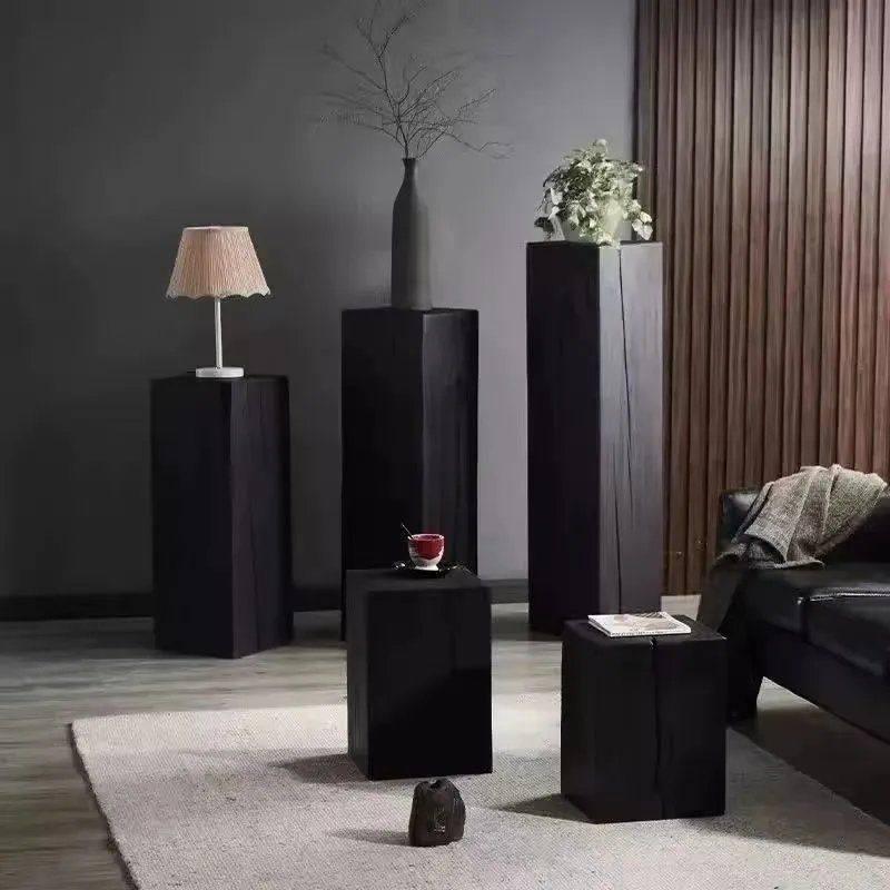 장작 보관대 업소용 오브제 받침대 조명 바구니 소품진열 블랙 20 x 20x40cm - 상세 이미지 3