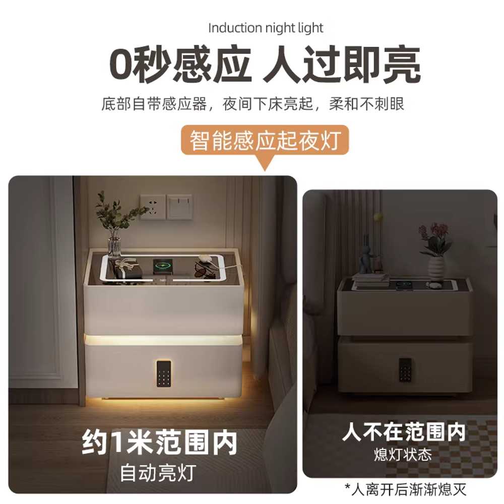 스마트 협탁 안방 침실 침대 옆 선반 무선 충전 가구 30x40x48 - 상세 이미지 5