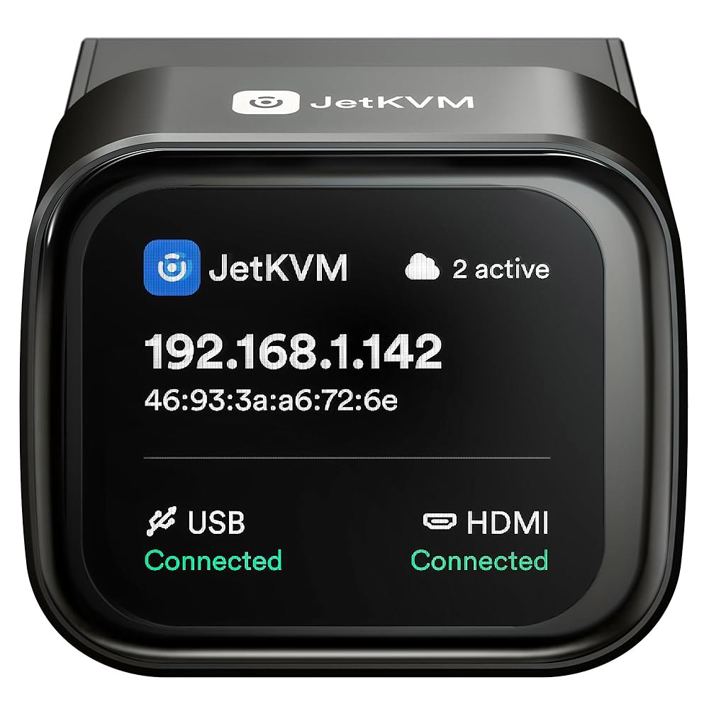 JetKVM IP KVM PC 리모컨, 인터넷을 통한 오픈 소스 Jet KVM, 터치스크린 LCD 초저지연, 컴퓨터 및 서버용 네트워크 스위치 원격 BIOS 액세스 - 상품 이미지