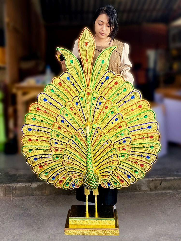 공작새 장식품 동남아 행운 실내 공예품 소품 전원주택 스타일 1 85cm - 상세 이미지 2