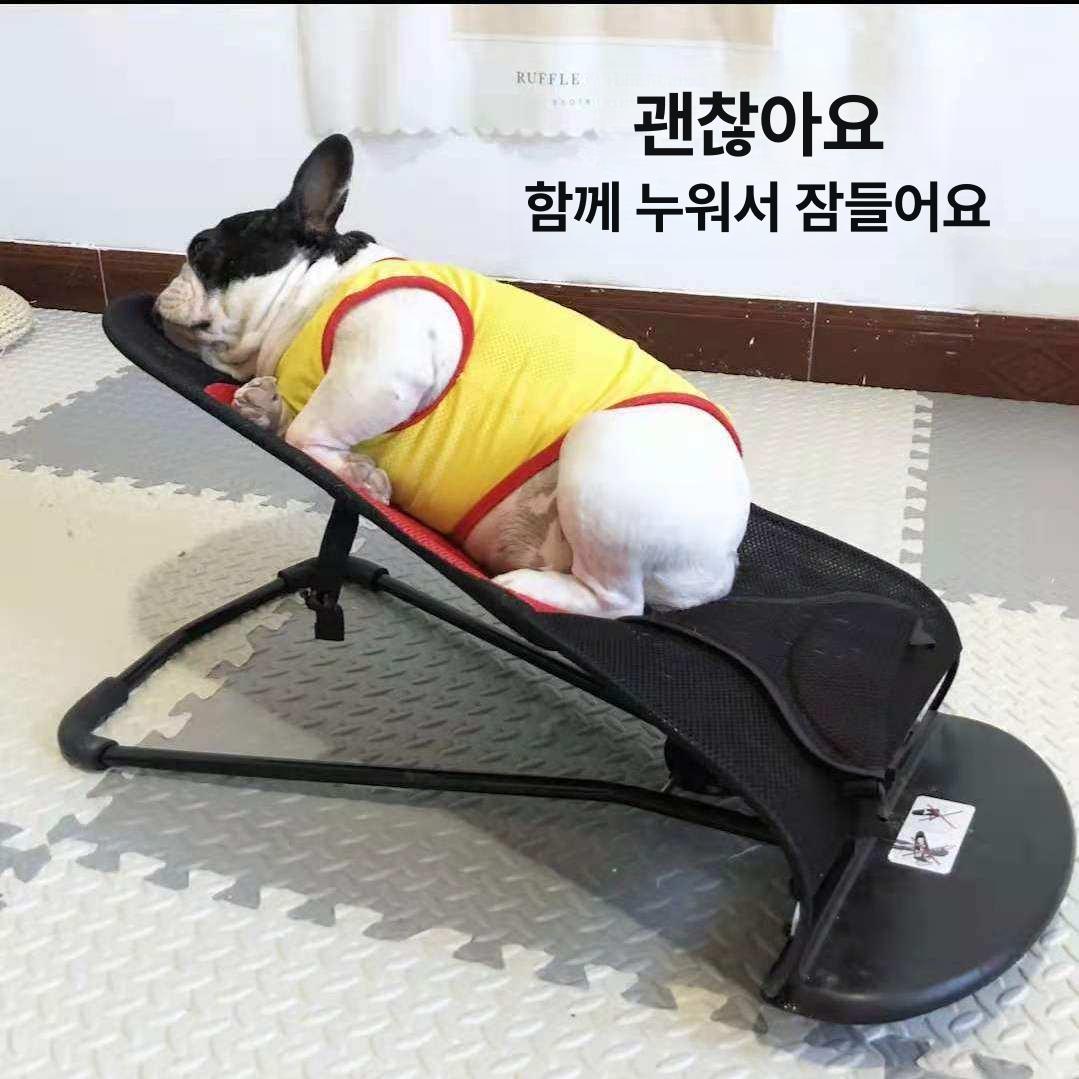강아지 흔들의자 여름 고양이용 통기성 메쉬 시원한 접이식 인체공학적 안락 그네 해먹 침대 교체용 프레임 없음 지정 기본 블랙 A [약 12.5kg 반려동물용] - 상세 이미지 4